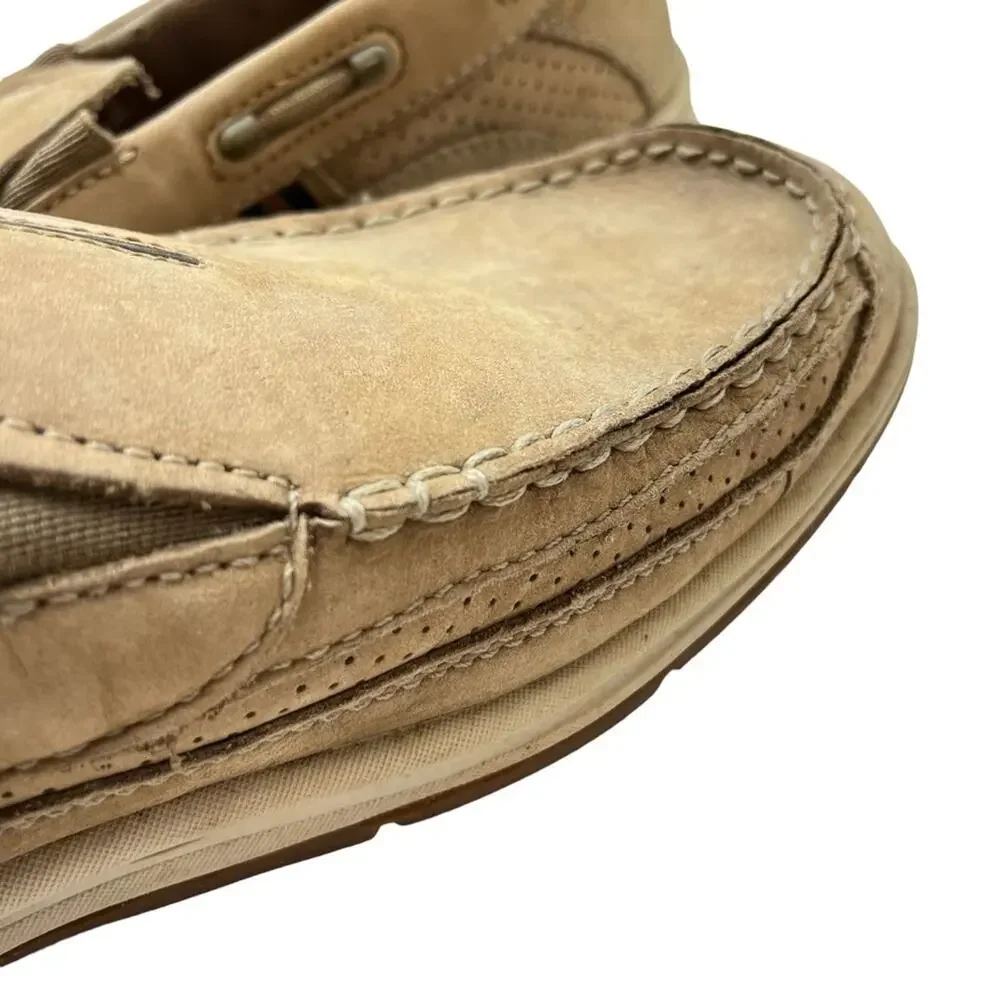 CLARKS UNSTRUCTURED Beige Tan Genuine Leather Loafers Boat Shoes Casual sz 8 M